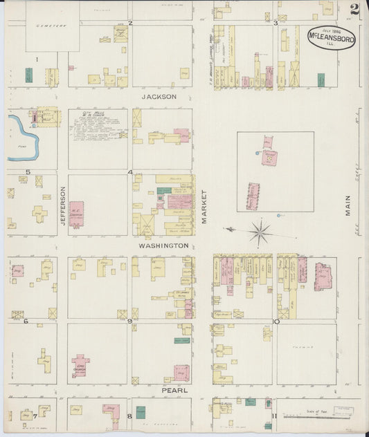 Sanborn Fire Insurance Map from Mcleansboro, Hamilton County, Illinois (1886), Sheet #0002 - Historic Sanborn Fire Insurance Map Print, vintage old map wall art, antique decor, genealogy gift, Illinois Illinois map