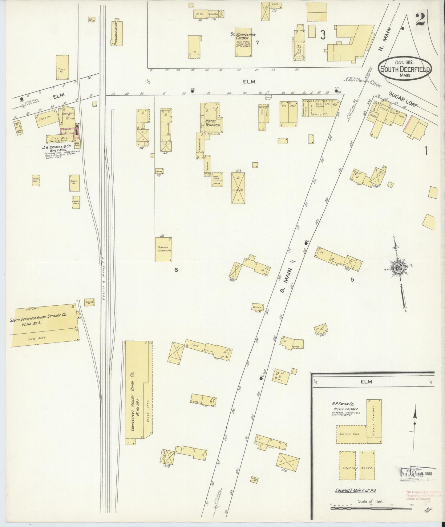 Sanborn Fire Insurance Map from South Deerfield, Franklin County, Massachusetts (1912), Sheet #0002 - Complete Map Set gallery image, historic Sanborn map, vintage wall art, Massachusetts Massachusetts
