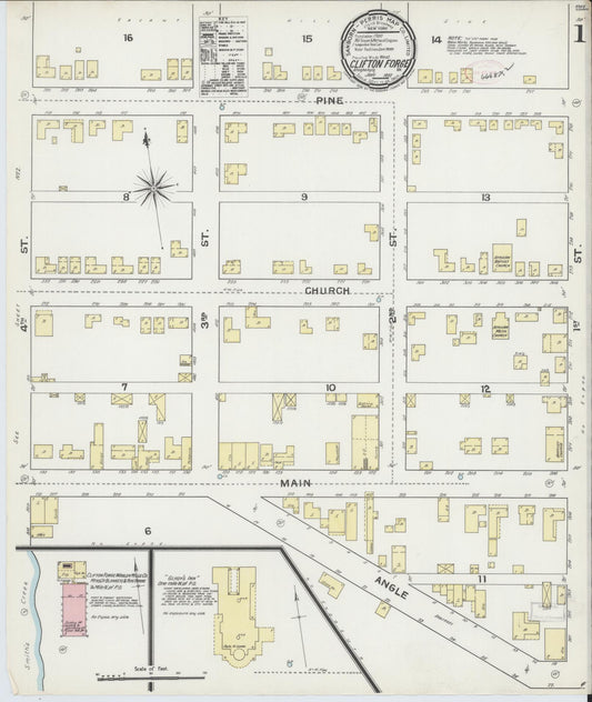 Sanborn Fire Insurance Map from Clifton Forge, Independent Cities (prior to 2001), Virginia. (1892) – Historic Sanborn Fire Insurance Map Print