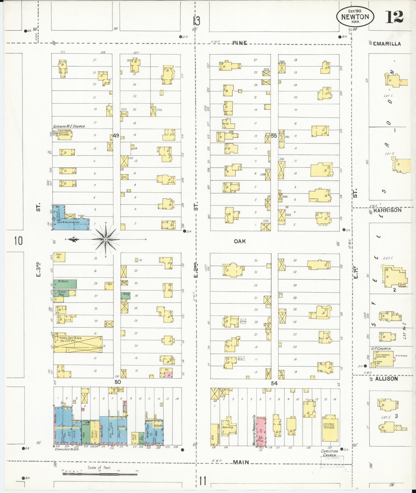 Sanborn Fire Insurance Map from Newton, Harvey County, Kansas (1901), Sheet #0012 - Complete Map Set gallery image, historic Sanborn map, vintage wall art, Kansas Kansas