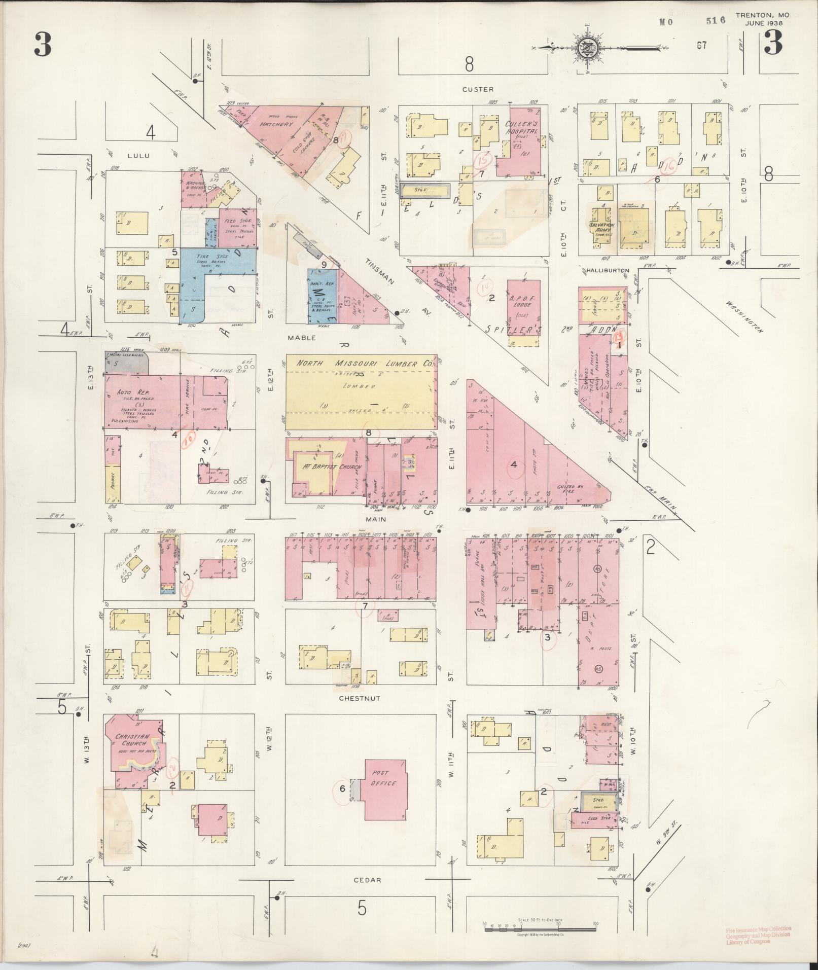 Sanborn Fire Insurance Map from Trenton, Grundy County, Missouri (1948), Sheet #0003 - Complete Map Set gallery image, historic Sanborn map, vintage wall art, Missouri Missouri