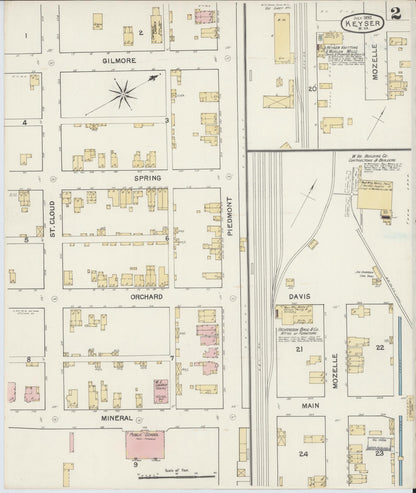 Sanborn Fire Insurance Map from Keyser, Mineral County, West Virginia (1892), Sheet #0002 - Complete Map Set gallery image, historic Sanborn map, vintage wall art, West Virginia West Virginia