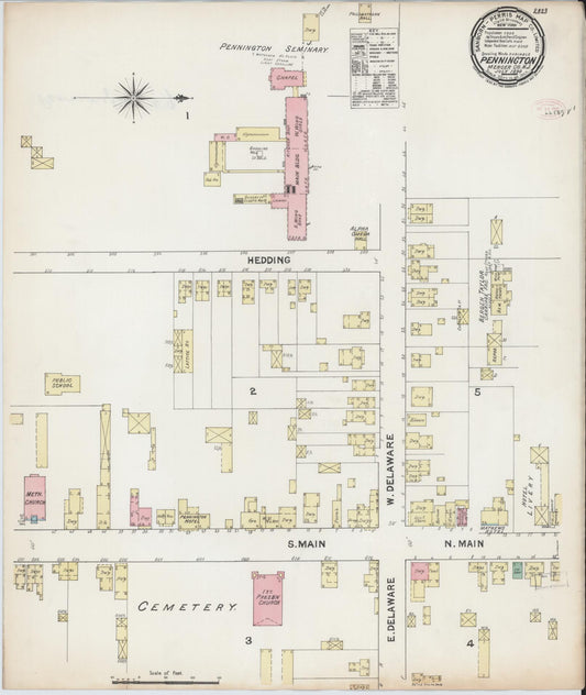Sanborn Fire Insurance Map from Pennington, Mercer County, New Jersey. (1890) – Historic Sanborn Fire Insurance Map Print
