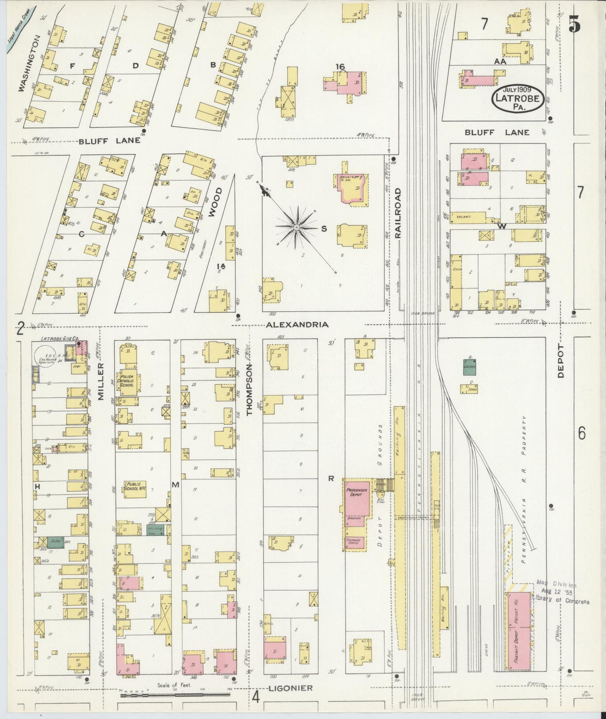 Sanborn Fire Insurance Map from Latrobe, Westmoreland County, Pennsylvania (1909), Sheet #0005 - Complete Map Set gallery image, historic Sanborn map, vintage wall art, Pennsylvania Pennsylvania