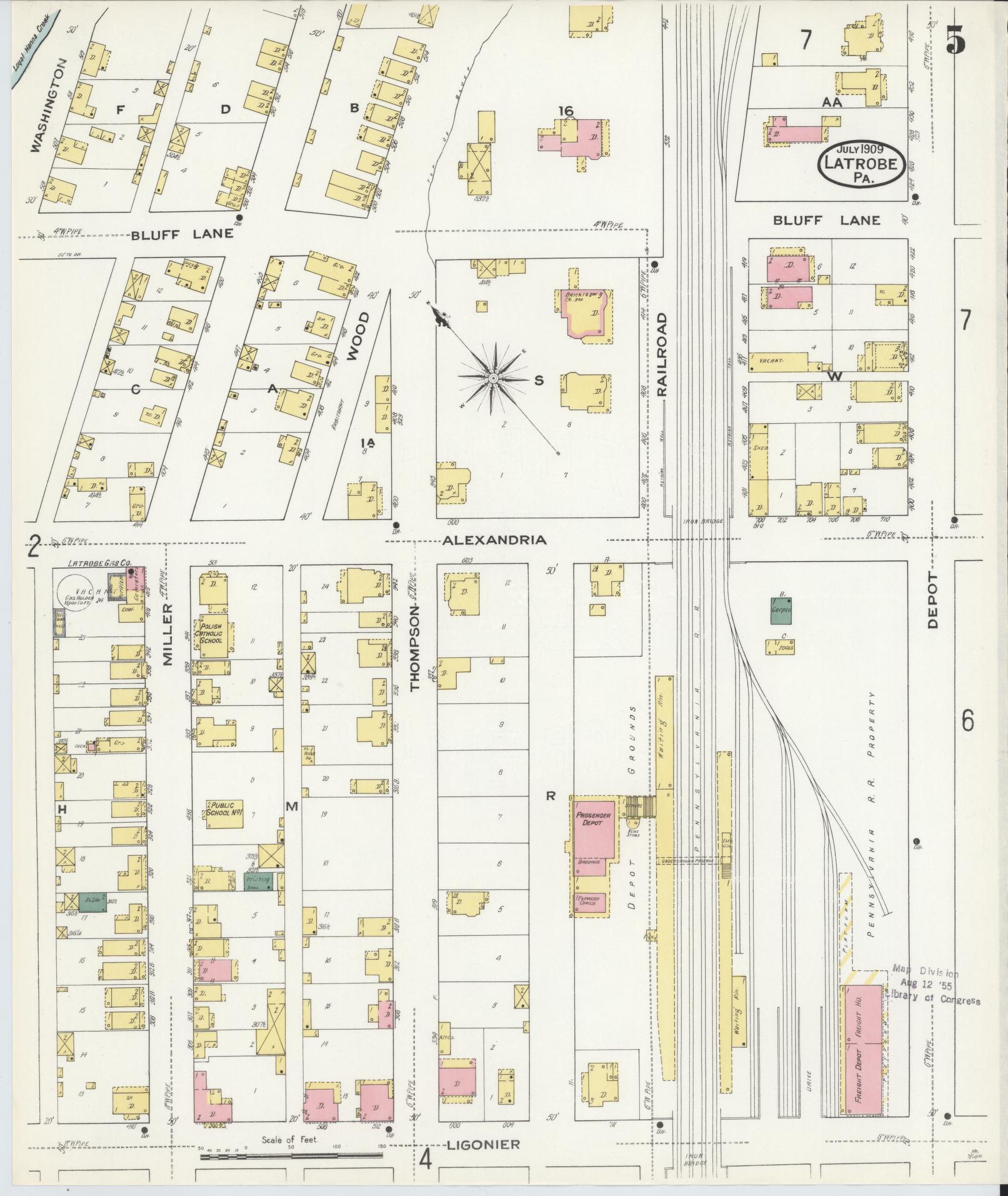 Sanborn Fire Insurance Map from Latrobe, Westmoreland County, Pennsylvania (1909), Sheet #0005 - Complete Map Set gallery image, historic Sanborn map, vintage wall art, Pennsylvania Pennsylvania