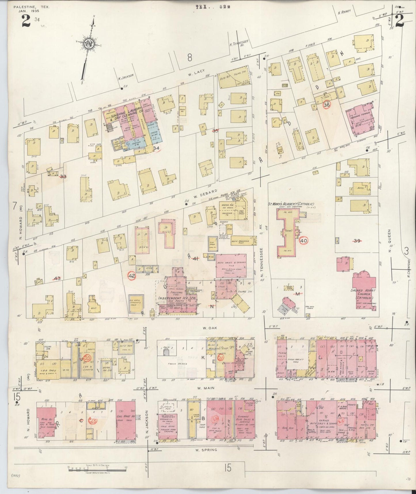Sanborn Fire Insurance Map from Palestine, Anderson County, Texas (1949), Sheet #0002 - Historic Sanborn Fire Insurance Map Print, vintage old map wall art, antique decor, genealogy gift, Texas Texas map