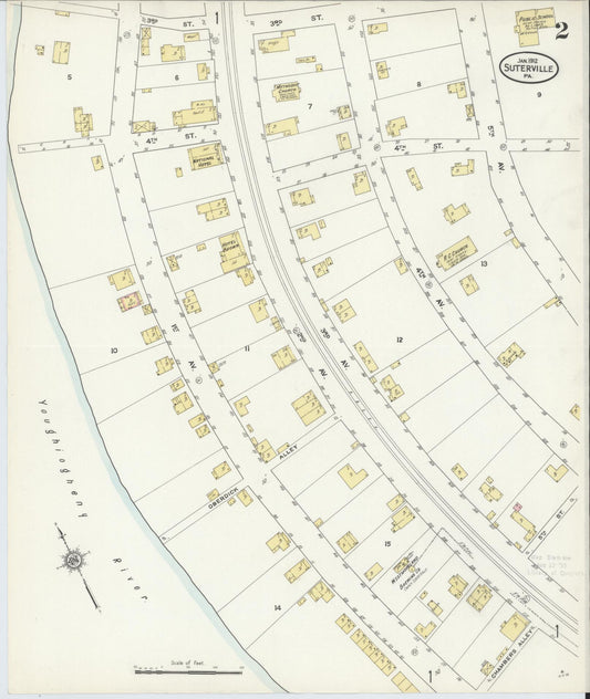 Sanborn Fire Insurance Map from Suterville, Westmoreland County, Pennsylvania (1912), Sheet #0002 - Historic Sanborn Fire Insurance Map Print, vintage old map wall art, antique decor, genealogy gift, Pennsylvania Pennsylvania map