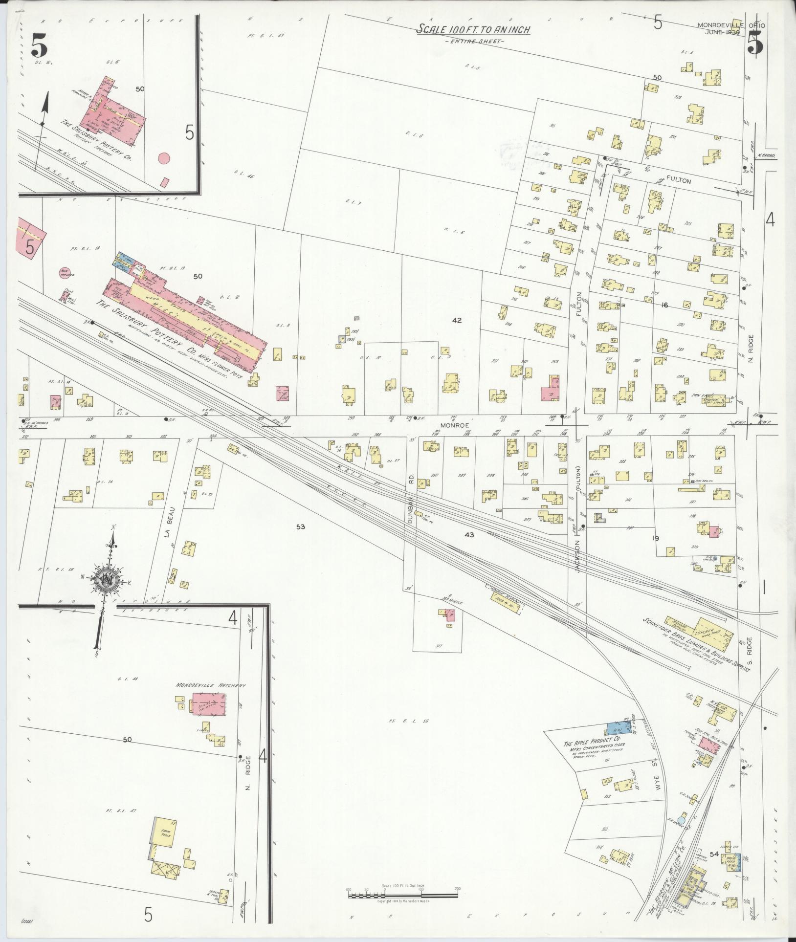 Sanborn Fire Insurance Map from Monroeville, Huron County, Ohio (1939), Sheet #0005 - Complete Map Set gallery image, historic Sanborn map, vintage wall art, Ohio Ohio