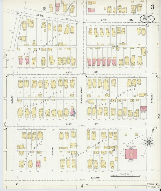 Sanborn Fire Insurance Map from Peru, Miami County, Indiana (1906), Sheet #0003 - Historic Sanborn Fire Insurance Map Print, vintage old map wall art, antique decor, genealogy gift, Indiana Indiana map