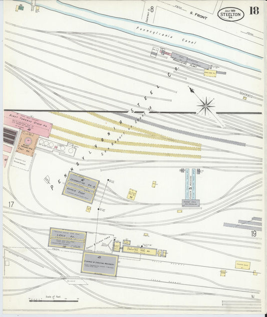 Sanborn Fire Insurance Map from Steelton, Dauphin County, Pennsylvania (1909), Sheet #0018 - Historic Sanborn Fire Insurance Map Print, vintage old map wall art, antique decor, genealogy gift, Pennsylvania Pennsylvania map