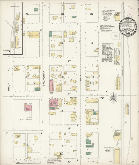 Sanborn Fire Insurance Map from Garfield, Whitman County, Washington (1894), Sheet #0001 - Historic Sanborn Fire Insurance Map Print, vintage old map wall art, antique decor, genealogy gift, Washington Washington map