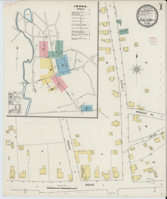 Sanborn Fire Insurance Map from Guilford, New Haven County, Connecticut (1895), Sheet #0001 - Complete Map Set gallery image, historic Sanborn map, vintage wall art, Connecticut Connecticut