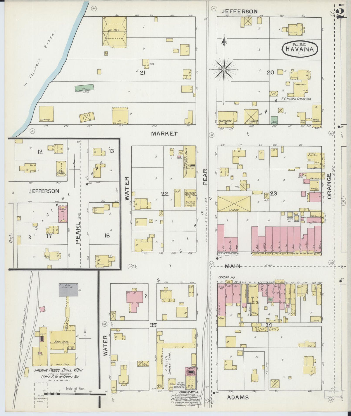 Sanborn Fire Insurance Map from Havana, Mason County, Illinois (1892), Sheet #0002 - Historic Sanborn Fire Insurance Map Print, vintage old map wall art, antique decor, genealogy gift, Illinois Illinois map