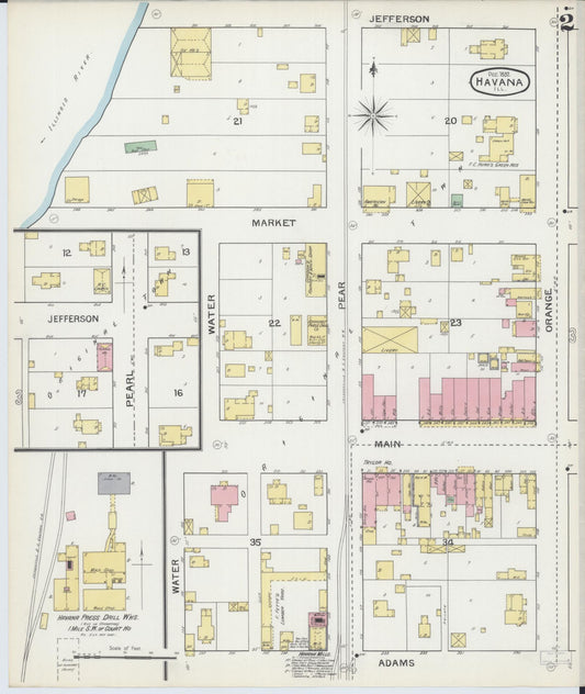 Sanborn Fire Insurance Map from Havana, Mason County, Illinois (1892), Sheet #0002 - Historic Sanborn Fire Insurance Map Print, vintage old map wall art, antique decor, genealogy gift, Illinois Illinois map