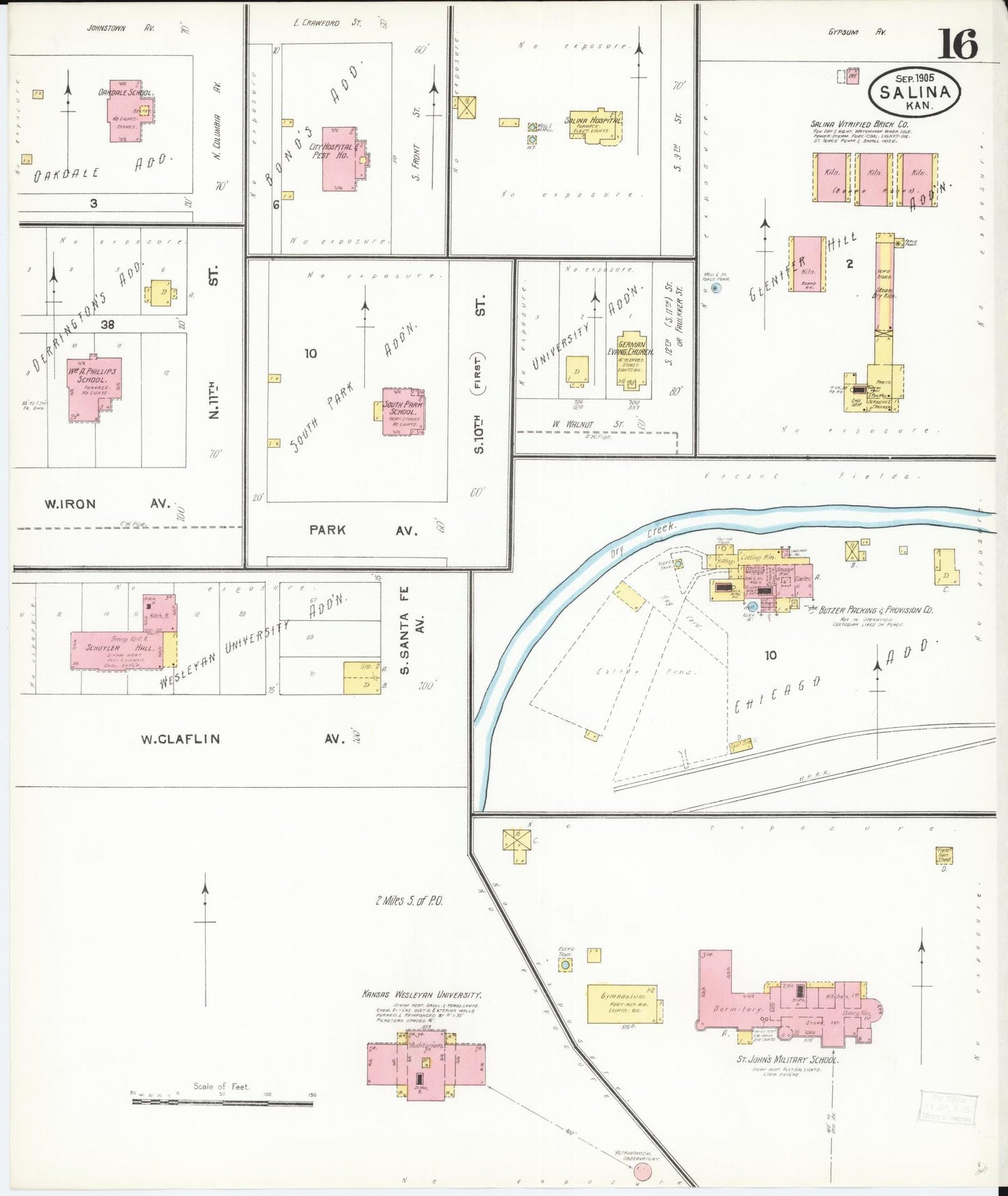 Sanborn Fire Insurance Map from Salina, Saline County, Kansas (1905), Sheet #0016 - Historic Sanborn Fire Insurance Map Print, vintage old map wall art, antique decor, genealogy gift, Kansas Kansas map