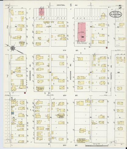 Sanborn Fire Insurance Map from Gladstone, Delta County, Michigan (1913), Sheet #0005 - Complete Map Set gallery image, historic Sanborn map, vintage wall art, Michigan Michigan