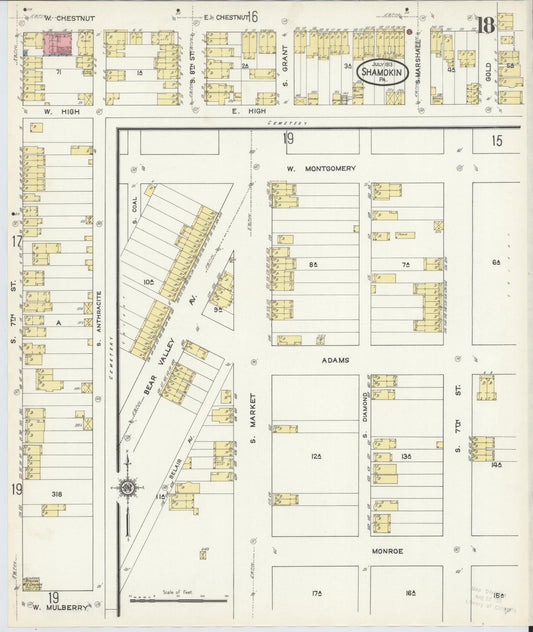 Sanborn Fire Insurance Map from Shamokin, Northumberland County, Pennsylvania (1913), Sheet #0018 - Historic Sanborn Fire Insurance Map Print, vintage old map wall art, antique decor, genealogy gift, Pennsylvania Pennsylvania map