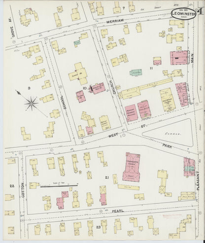Sanborn Fire Insurance Map from Leominster, Worcester County, Massachusetts (1891), Sheet #0004 - Complete Map Set gallery image, historic Sanborn map, vintage wall art, Massachusetts Massachusetts