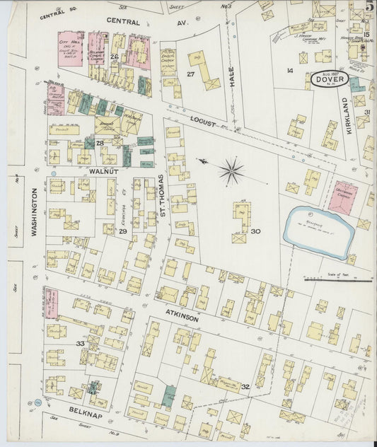 Sanborn Fire Insurance Map from Dover, Strafford County, New Hampshire (1889), Sheet #0005 - Historic Sanborn Fire Insurance Map Print, vintage old map wall art, antique decor, genealogy gift, New Hampshire New Hampshire map
