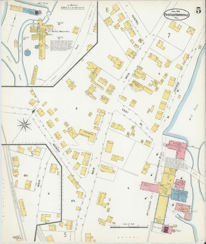Sanborn Fire Insurance Map from Pascoag, Providence County, Rhode Island (1903), Sheet #0005 - Complete Map Set gallery image, historic Sanborn map, vintage wall art, Rhode Island Rhode Island