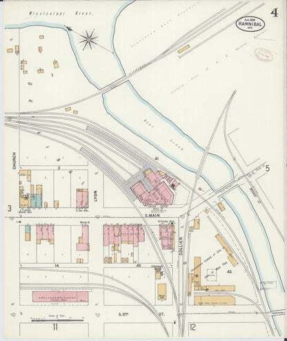 Sanborn Fire Insurance Map from Hannibal, Marion County, Missouri (1899), Sheet #0004 - Complete Map Set gallery image, historic Sanborn map, vintage wall art, Missouri Missouri