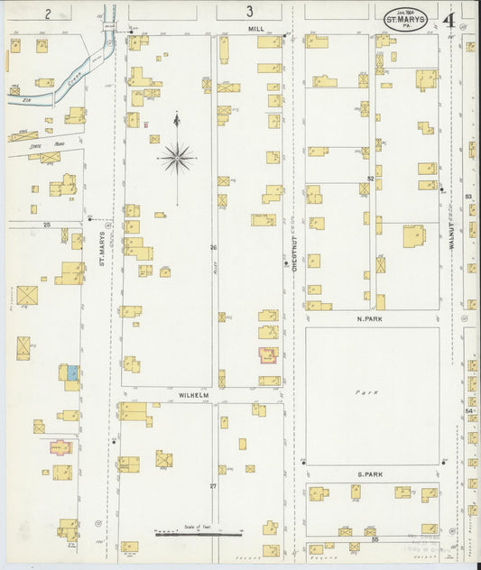 Sanborn Fire Insurance Map from Saint Marys, Elk County, Pennsylvania (1904), Sheet #0004 - Historic Sanborn Fire Insurance Map Print, vintage old map wall art, antique decor, genealogy gift, Pennsylvania Pennsylvania map