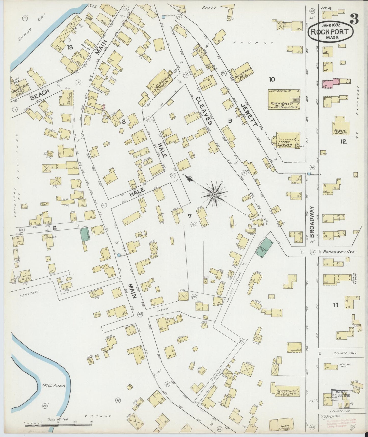 Sanborn Fire Insurance Map from Rockport, Essex County, Massachusetts (1892), Sheet #0003 - Complete Map Set gallery image, historic Sanborn map, vintage wall art, Massachusetts Massachusetts