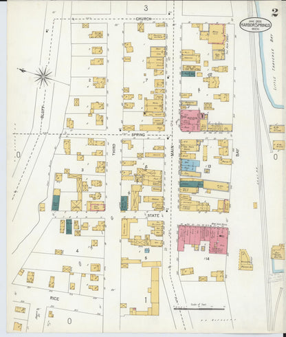 Sanborn Fire Insurance Map from Harbor Springs, Emmet County, Michigan (1906), Sheet #0002 - Complete Map Set gallery image, historic Sanborn map, vintage wall art, Michigan Michigan