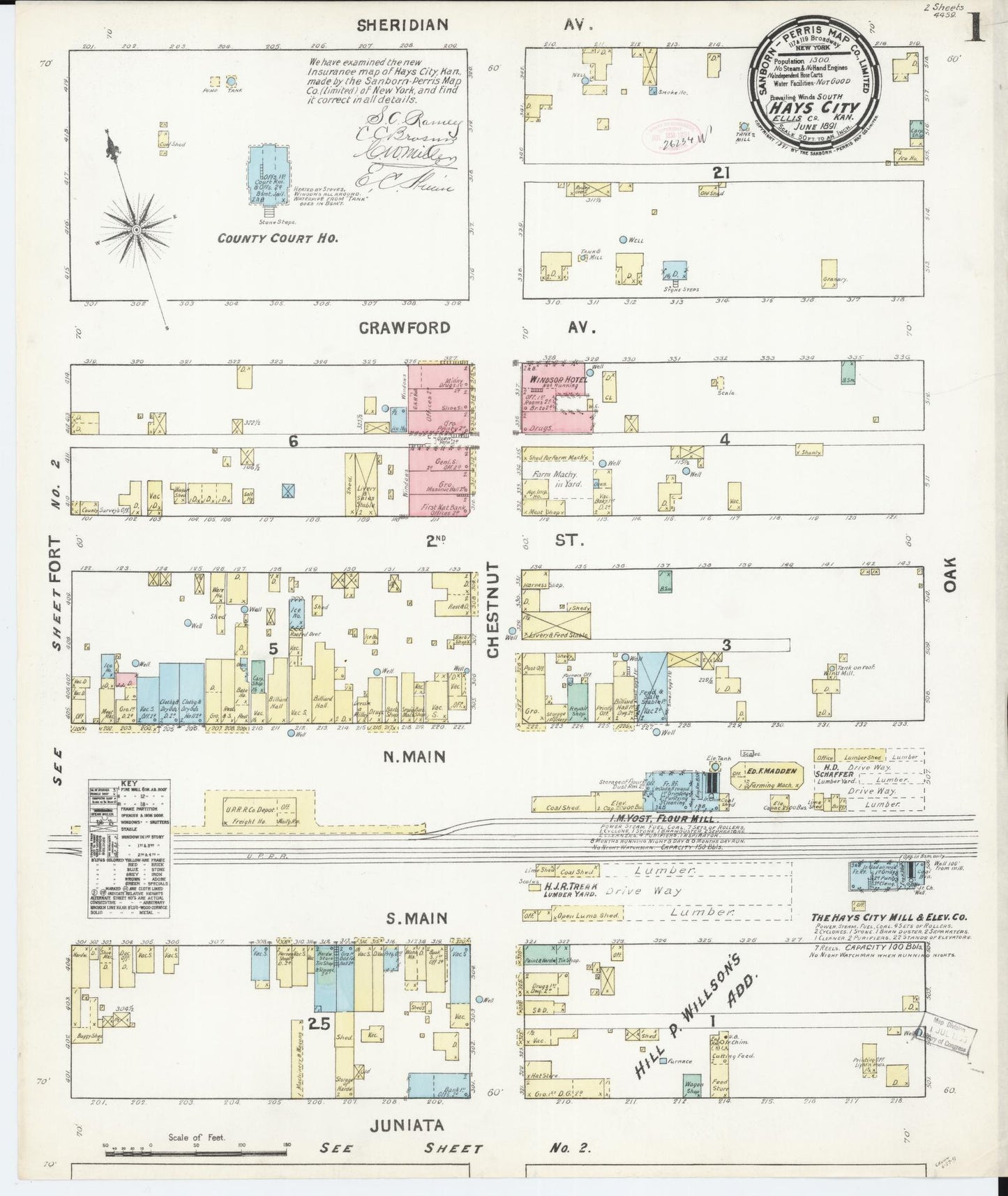 Sanborn Fire Insurance Map from Hays, Ellis County, Kansas (1891), Sheet #0001 - Complete Map Set gallery image, historic Sanborn map, vintage wall art, Kansas Kansas