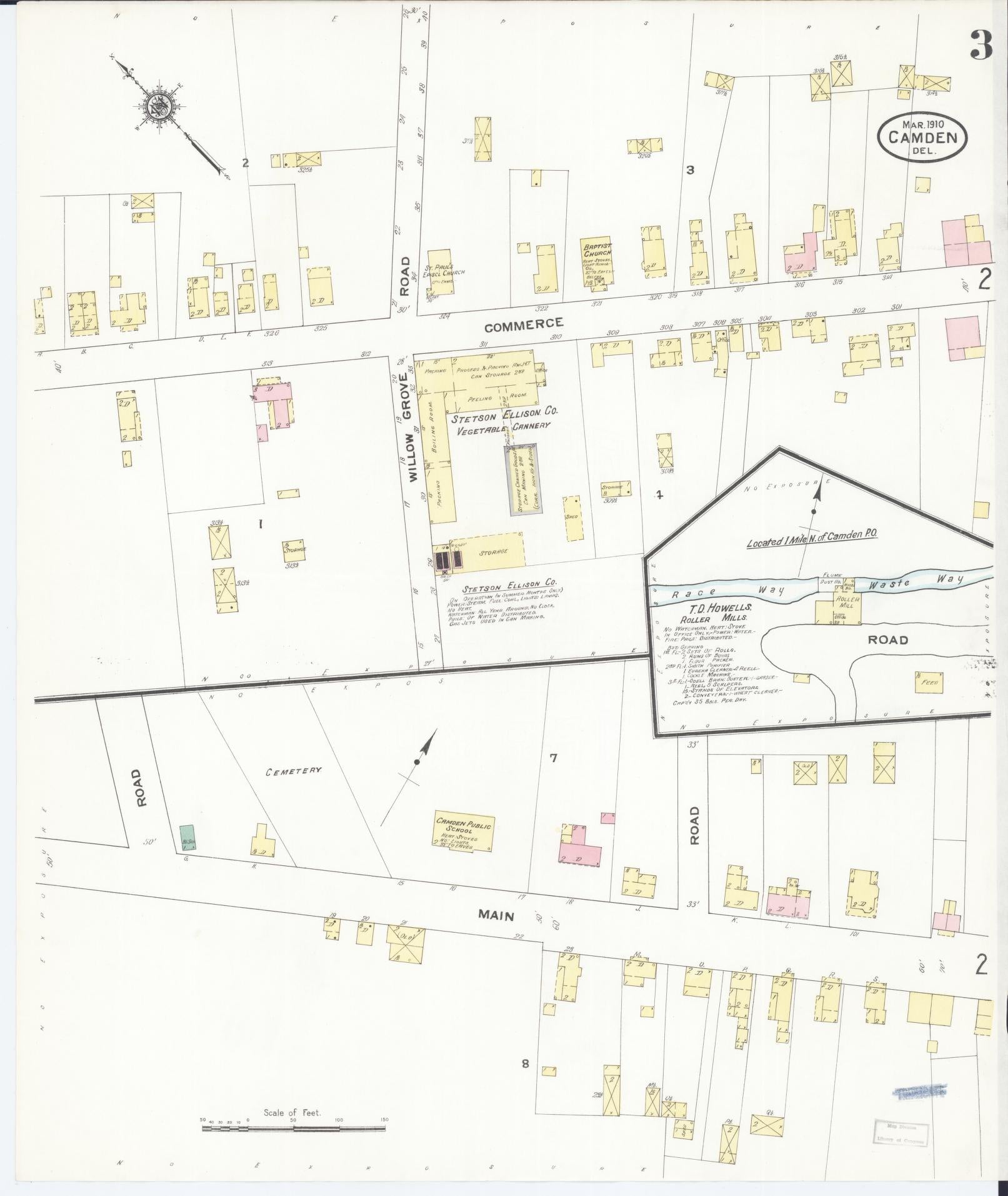 Sanborn Fire Insurance Map from Camden, Kent County, Delaware (1910), Sheet #0003 - Historic Sanborn Fire Insurance Map Print, vintage old map wall art, antique decor, genealogy gift, Delaware Delaware map