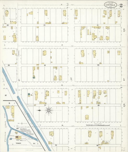 Sanborn Fire Insurance Map from Centralia, Lewis County, Washington (1901), Sheet #0002 - Historic Sanborn Fire Insurance Map Print, vintage old map wall art, antique decor, genealogy gift, Washington Washington map