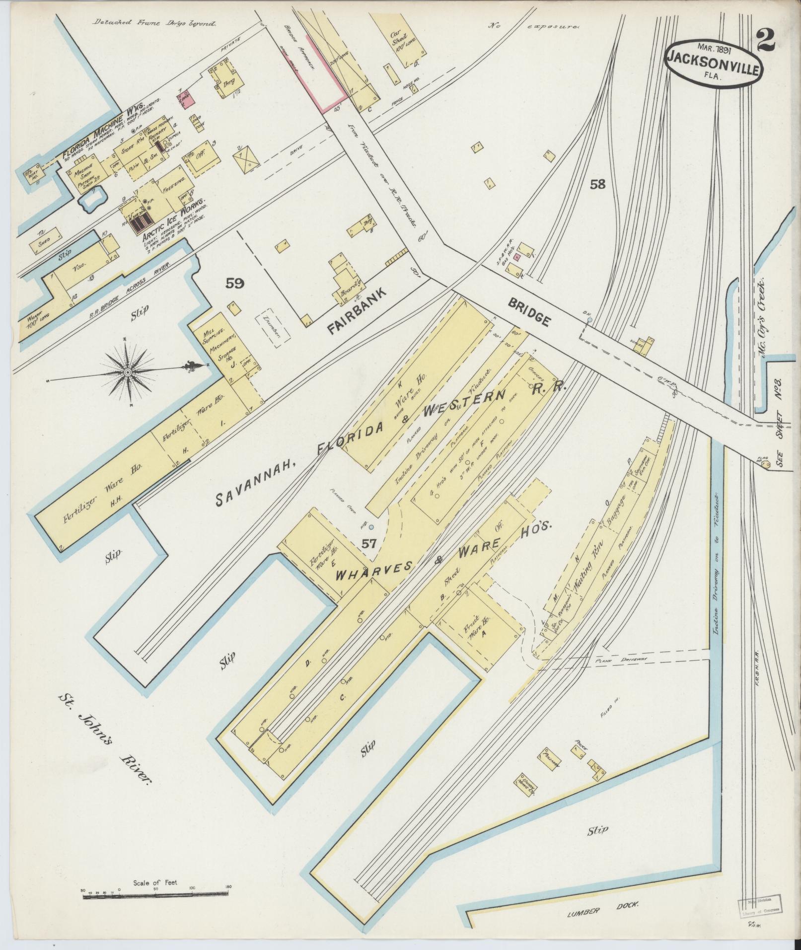Sanborn Fire Insurance Map from Jacksonville, Duval County, Florida. (1891), Sheet 2 – Historic Sanborn Fire Insurance Map Print