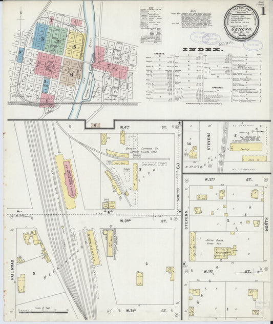 Sanborn Fire Insurance Map from Geneva, Kane County, Illinois (1897), Sheet #0001 - Historic Sanborn Fire Insurance Map Print, vintage old map wall art, antique decor, genealogy gift, Illinois Illinois map