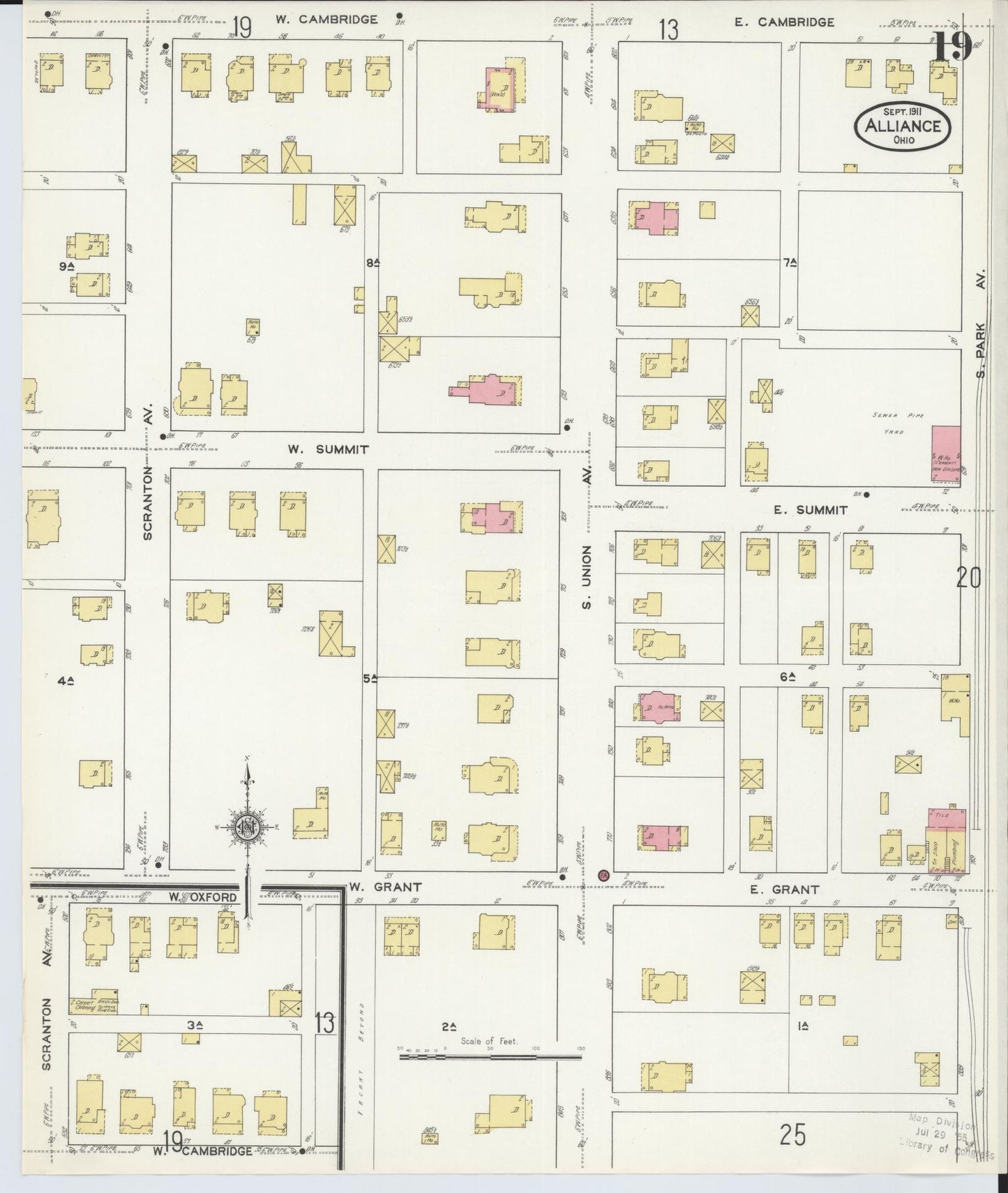 Sanborn Fire Insurance Map from Alliance, Stark County, Ohio (1911), Sheet #0019 - Historic Sanborn Fire Insurance Map Print, vintage old map wall art, antique decor, genealogy gift, Ohio Ohio map