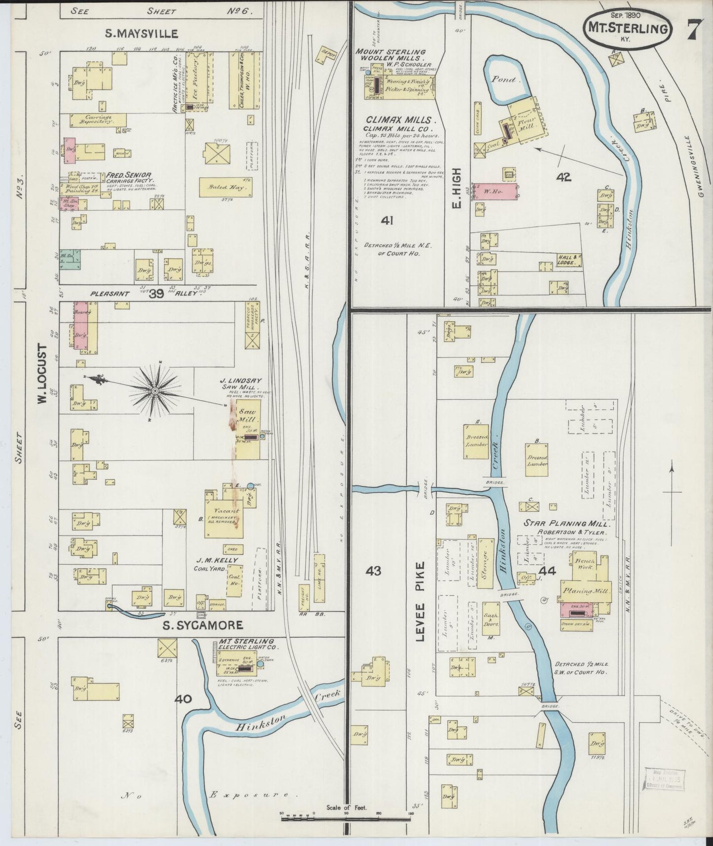 Sanborn Fire Insurance Map from Mount Sterling, Montgomery County, Kentucky (1890), Sheet #0007 - Complete Map Set gallery image, historic Sanborn map, vintage wall art, Kentucky Kentucky
