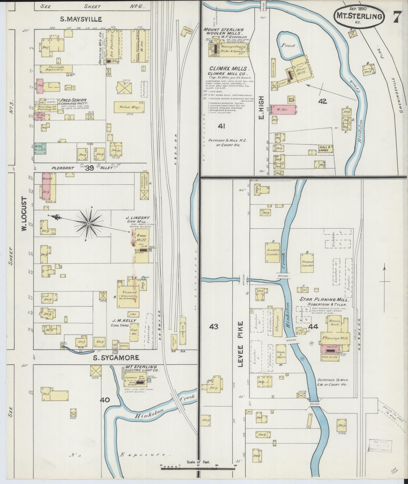 Sanborn Fire Insurance Map from Mount Sterling, Montgomery County, Kentucky (1890), Sheet #0007 - Complete Map Set gallery image, historic Sanborn map, vintage wall art, Kentucky Kentucky