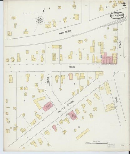 Sanborn Fire Insurance Map from Galesburg, Kalamazoo County, Michigan (1892), Sheet #0002 - Complete Map Set gallery image, historic Sanborn map, vintage wall art, Michigan Michigan