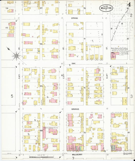 Sanborn Fire Insurance Map from Muscatine, Muscatine County, Iowa (1899), Sheet #0004 - Historic Sanborn Fire Insurance Map Print, vintage old map wall art