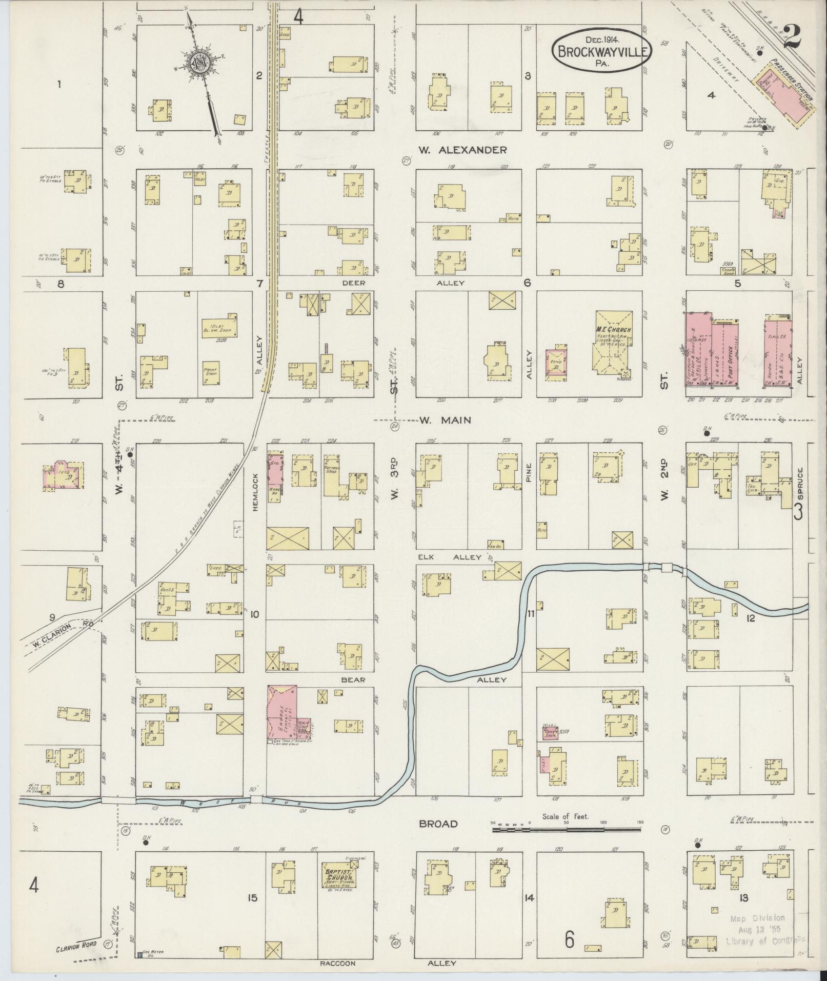 Sanborn Fire Insurance Map from Brockway, Jefferson County, Pennsylvania (1914), Sheet #0002 - Historic Sanborn Fire Insurance Map Print, vintage old map wall art, antique decor, genealogy gift, Pennsylvania Pennsylvania map