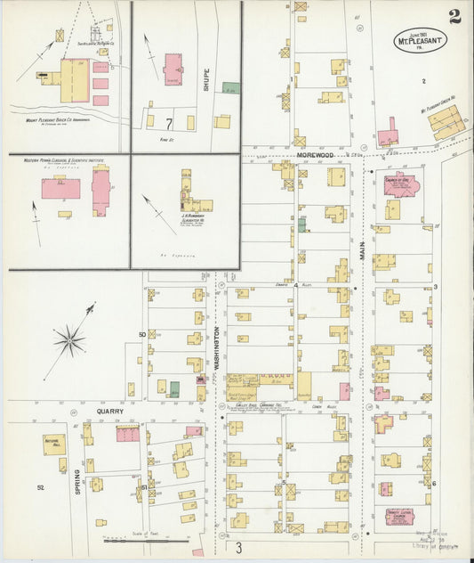 Sanborn Fire Insurance Map from Mount Pleasant, Westmoreland County, Pennsylvania (1901), Sheet #0002 - Historic Sanborn Fire Insurance Map Print, vintage old map wall art, antique decor, genealogy gift, Pennsylvania Pennsylvania map