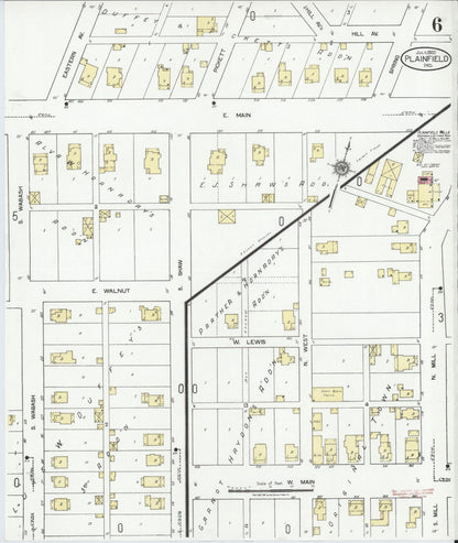 Sanborn Fire Insurance Map from Plainfield, Hendricks County, Indiana (1920), Sheet #0006 - Historic Sanborn Fire Insurance Map Print, vintage old map wall art, antique decor, genealogy gift, Indiana Indiana map