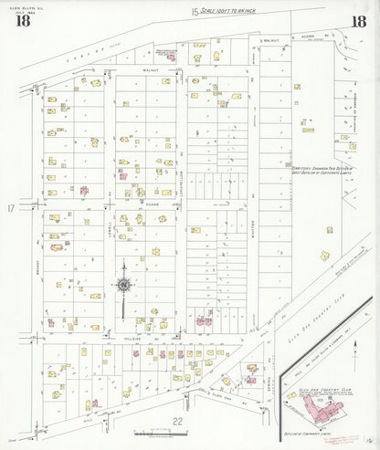 Sanborn Fire Insurance Map from Glen Ellyn, Du Page County, Illinois (1940), Sheet #0018 - Historic Sanborn Fire Insurance Map Print, vintage old map wall art, antique decor, genealogy gift, Illinois Illinois map