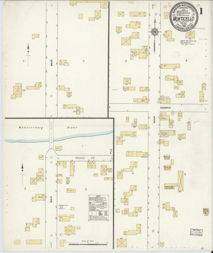 Sanborn Fire Insurance Map from Monticello, Aroostook County, Maine (1912), Sheet #0001 - Complete Map Set gallery image, historic Sanborn map, vintage wall art, Maine Maine