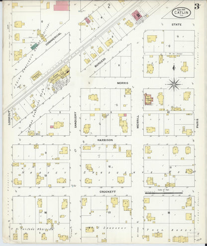 Sanborn Fire Insurance Map from Catlin, Vermilion County, Illinois (1909), Sheet #0003 - Historic Sanborn Fire Insurance Map Print, vintage old map wall art, antique decor, genealogy gift, Illinois Illinois map