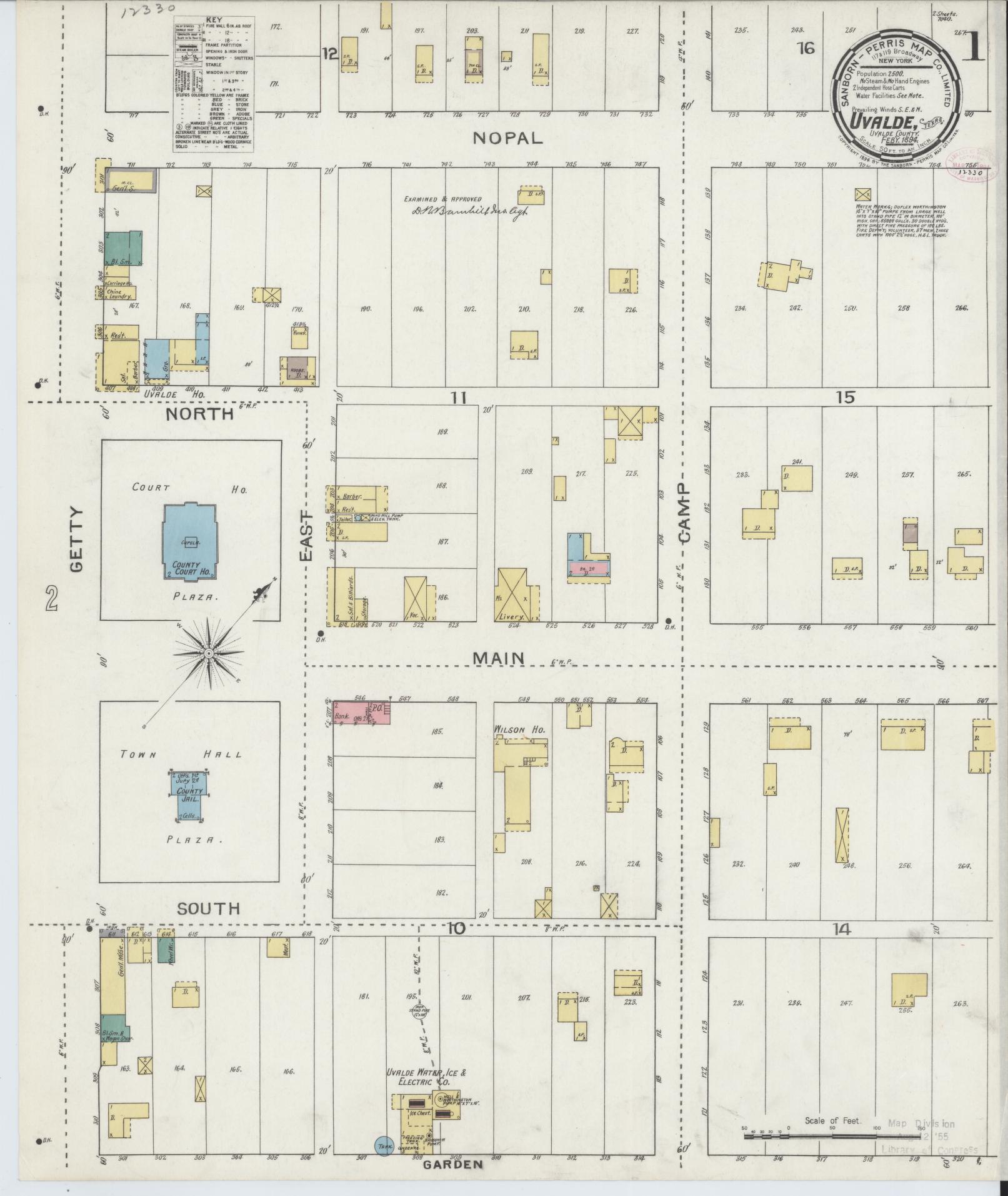 Sanborn Fire Insurance Map from Uvalde, Uvalde County, Texas. (1894) – Historic Sanborn Fire Insurance Map Print