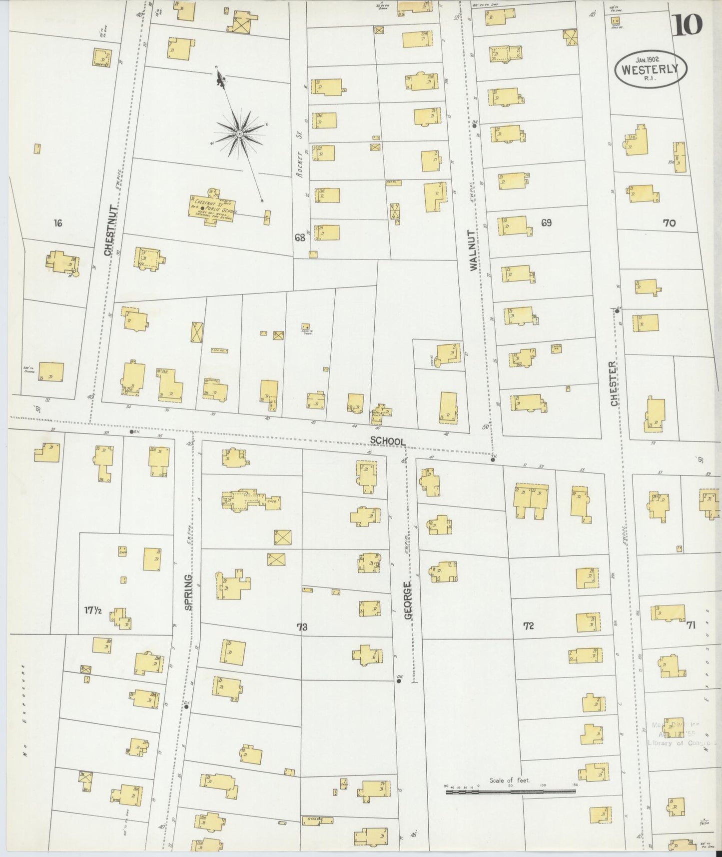 Sanborn Fire Insurance Map from Westerly, Washington County, Rhode Island (1902), Sheet #0010 - Historic Sanborn Fire Insurance Map Print, vintage old map wall art, antique decor, genealogy gift, Rhode Island Rhode Island map