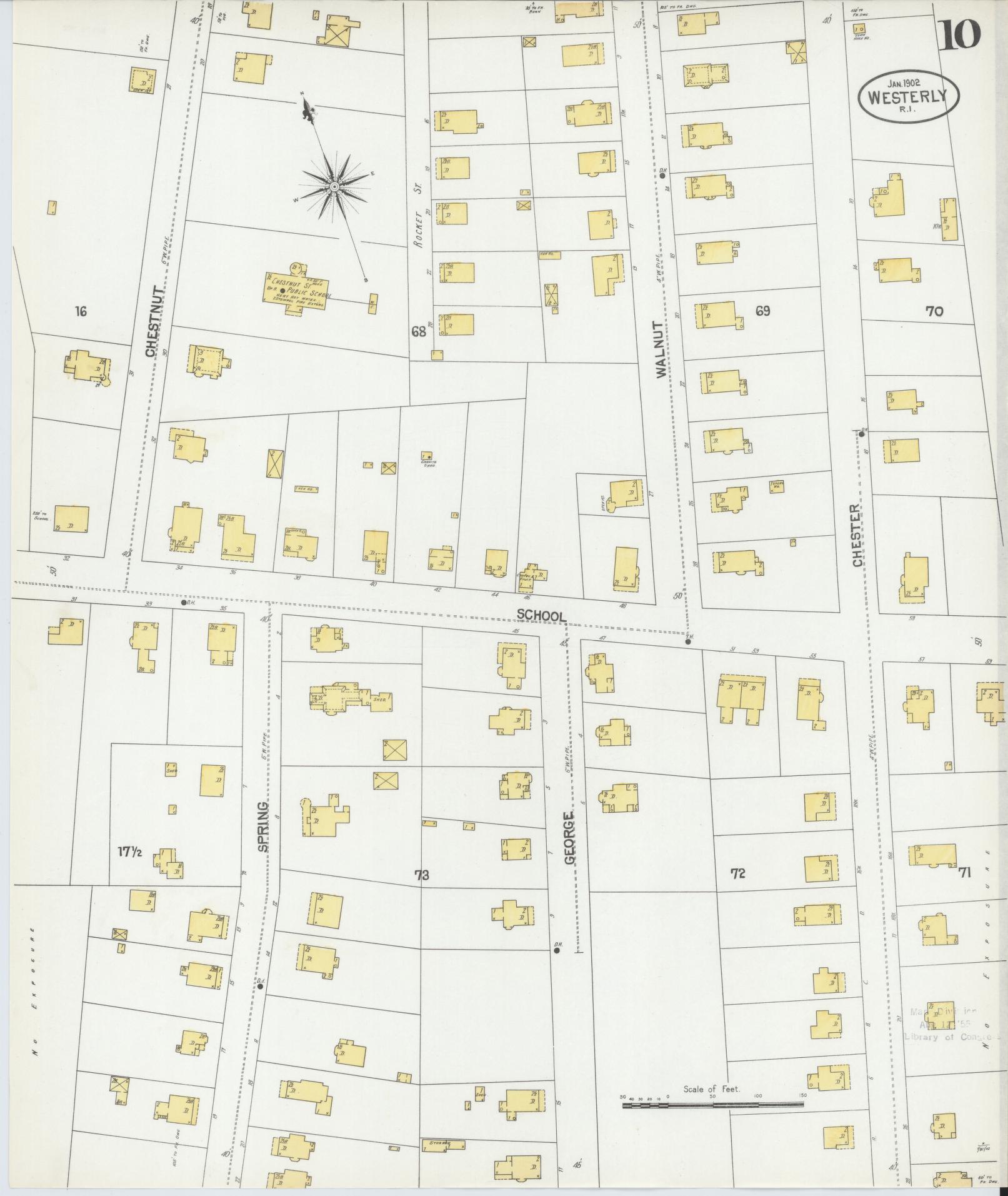 Sanborn Fire Insurance Map from Westerly, Washington County, Rhode Island (1902), Sheet #0010 - Historic Sanborn Fire Insurance Map Print, vintage old map wall art, antique decor, genealogy gift, Rhode Island Rhode Island map