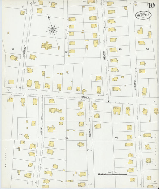 Sanborn Fire Insurance Map from Westerly, Washington County, Rhode Island (1902), Sheet #0010 - Historic Sanborn Fire Insurance Map Print, vintage old map wall art, antique decor, genealogy gift, Rhode Island Rhode Island map