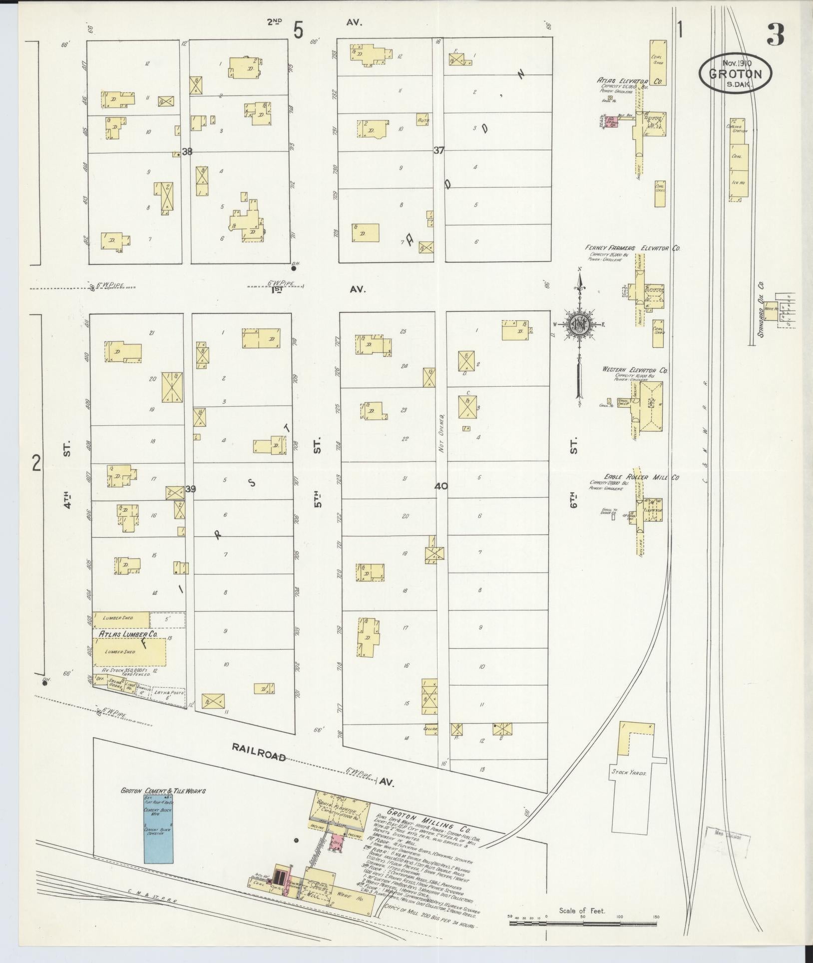 Sanborn Fire Insurance Map from Groton, Brown County, South Dakota (1910), Sheet #0003 - Historic Sanborn Fire Insurance Map Print, vintage old map wall art, antique decor, genealogy gift, South Dakota South Dakota map