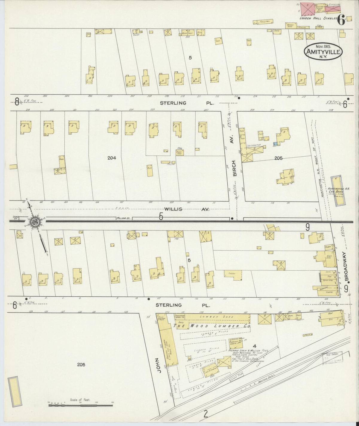 Sanborn Fire Insurance Map from Amityville, Suffolk County, New York (1915), Sheet #0006 - Complete Map Set gallery image, historic Sanborn map, vintage wall art, New York New York